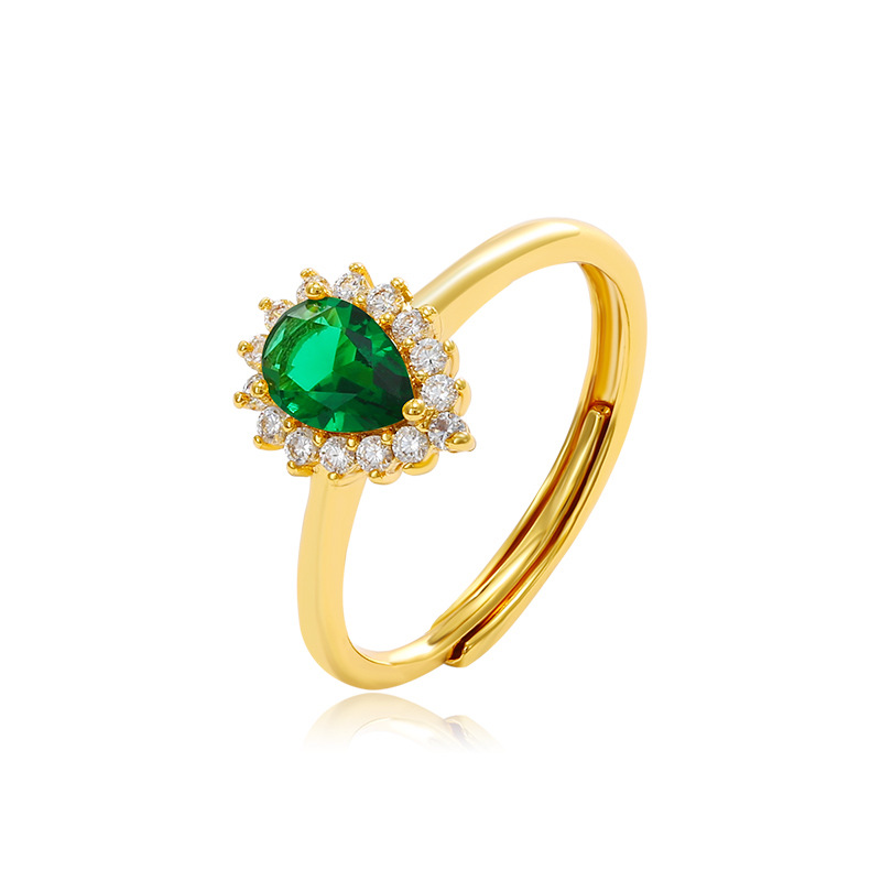 Xuping joyería serie de gota de agua anillo esmeralda nicho de lujo ligero retro anillo de alta sensación