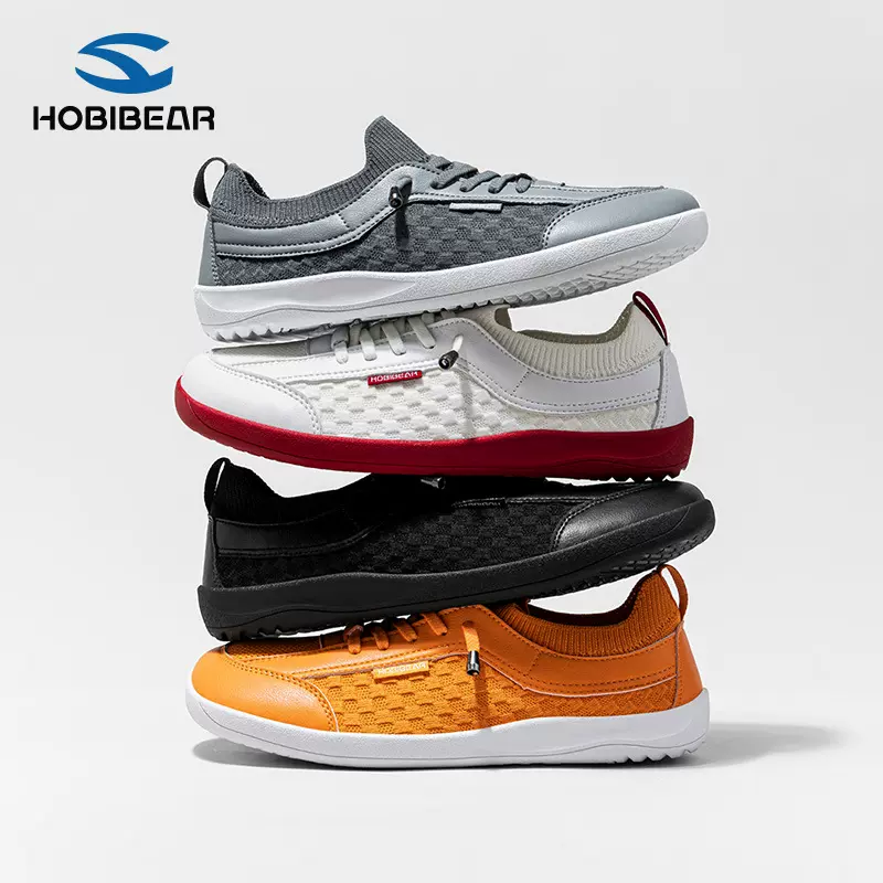 HOBIBEAR宽头鞋男鞋针织一脚蹬运动鞋舒适休闲散步时尚运动鞋单鞋