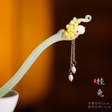 爆品新中式醋酸发簪新款中秋玉兔盘发头饰发簪日常百搭汉服搭配品