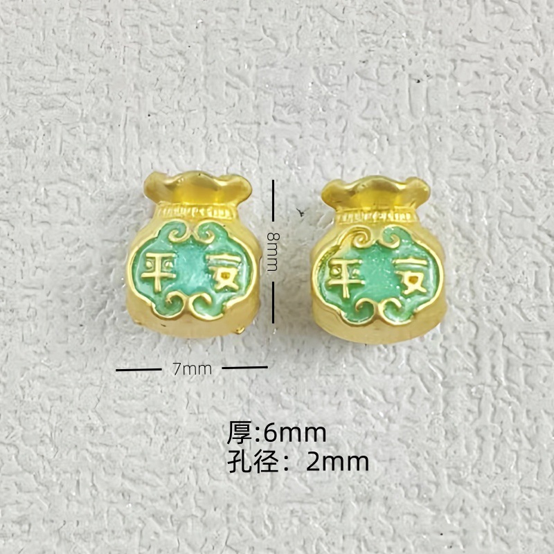 合金镀金隔珠 diy饰品通孔园福隔珠手链手镯平安吉祥钱袋串珠配件|undefined