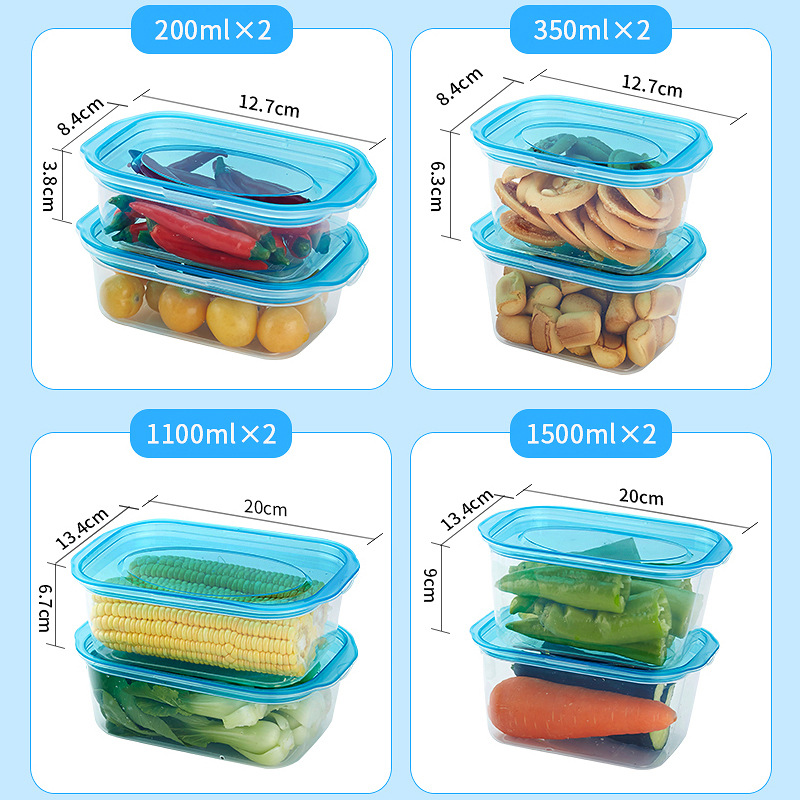 Caja de almacenamiento de alimentos de alta calidad sellada 15 piezas con cubierta de microondas caja de almacenamiento de alimentos sellada caja apilada al por mayor