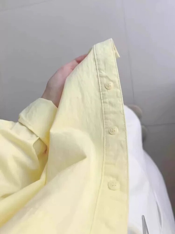 2025年新款多巴胺奶黄色纯棉衬衫女夏季叠穿宽松衬衣外套外穿防晒|undefined