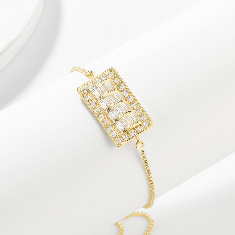 simple copper-inlaid zircon geometric cipher bracelet