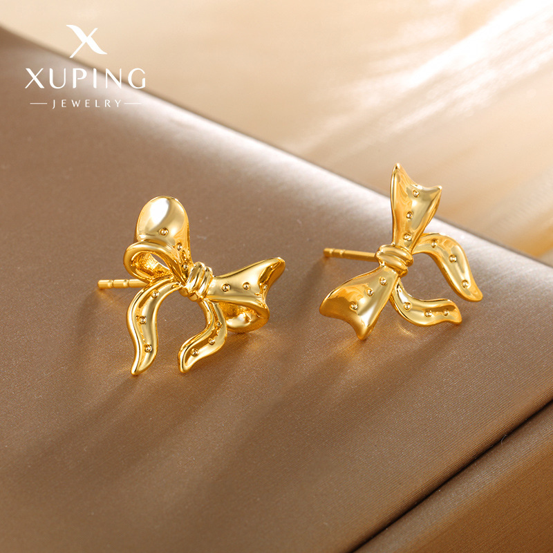 Pendientes de Botón Xuping, Modernos, Chapados en Oro, Simples, Versátiles, Exquisitos, Sin Circonitas, Joyería al por Mayor Transfronteriza