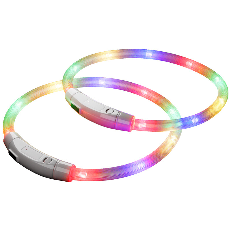 Collar luminoso para perros, anti-pérdida nocturna, impermeable, carga USB, collar colorido para mascotas, suministros de corte de bricolaje