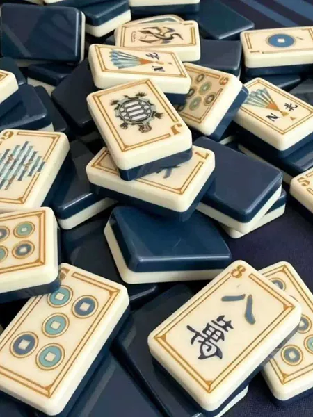 American-Style Mahjong Tiles No. 38, Two-Layer Acrylic, Blue, Retro Style, Hand-Crafted, Portable Mahjong, in Stock