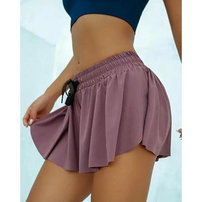 Women Summer Shorts Solid High Waist Casual Sport Pleated|ms