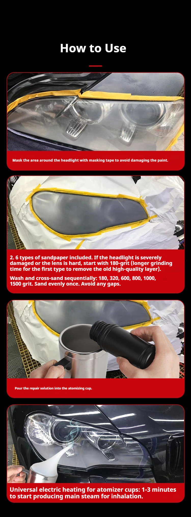 Cross-Border Special Supply Car Headlight Cleaning and Restoration Repair Fluid Tool Kit for Polishing and Coating Yellowed Light Shells