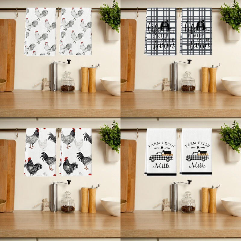 Cute Dog Kitchen Towel French Bulldog Rooster Black and White Buffalo Plaid Dish Towel Home Bathroom Decoration Hand Towel Cute Dog Kitchen Towel French Bulldog Rooster Black and White Buffalo Plaid Dish Towel Home Bathroom Decoration Hand Towel