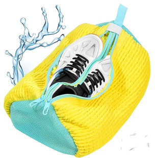 Use Double Compartment Design, Double Zipper Shoe Washing Machine, Convenient Cleaning Care Bag, Chenille Shoe Cover