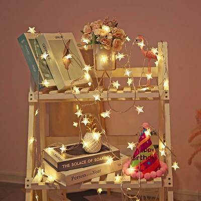 LED light string five-pointed star lights battery box small light string Christmas room decoration star light string wholesale in large quantities