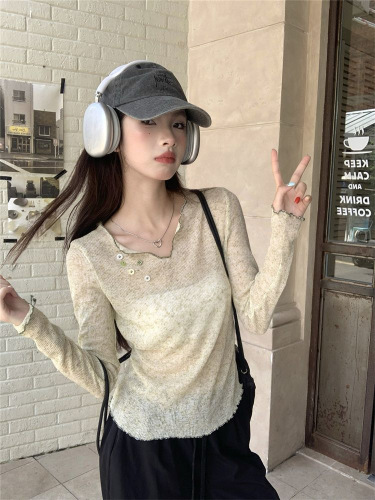 Women's Long Sleeve T-Shirt Autumn/Winter New Design Transparent Sun Protection Cover-Up Shirt Slimming Fashion Sister Style Top for Outwear
