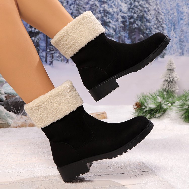 Large-size snow boots female fall and winter new cotton boots female cotton shoes_voghion.com
