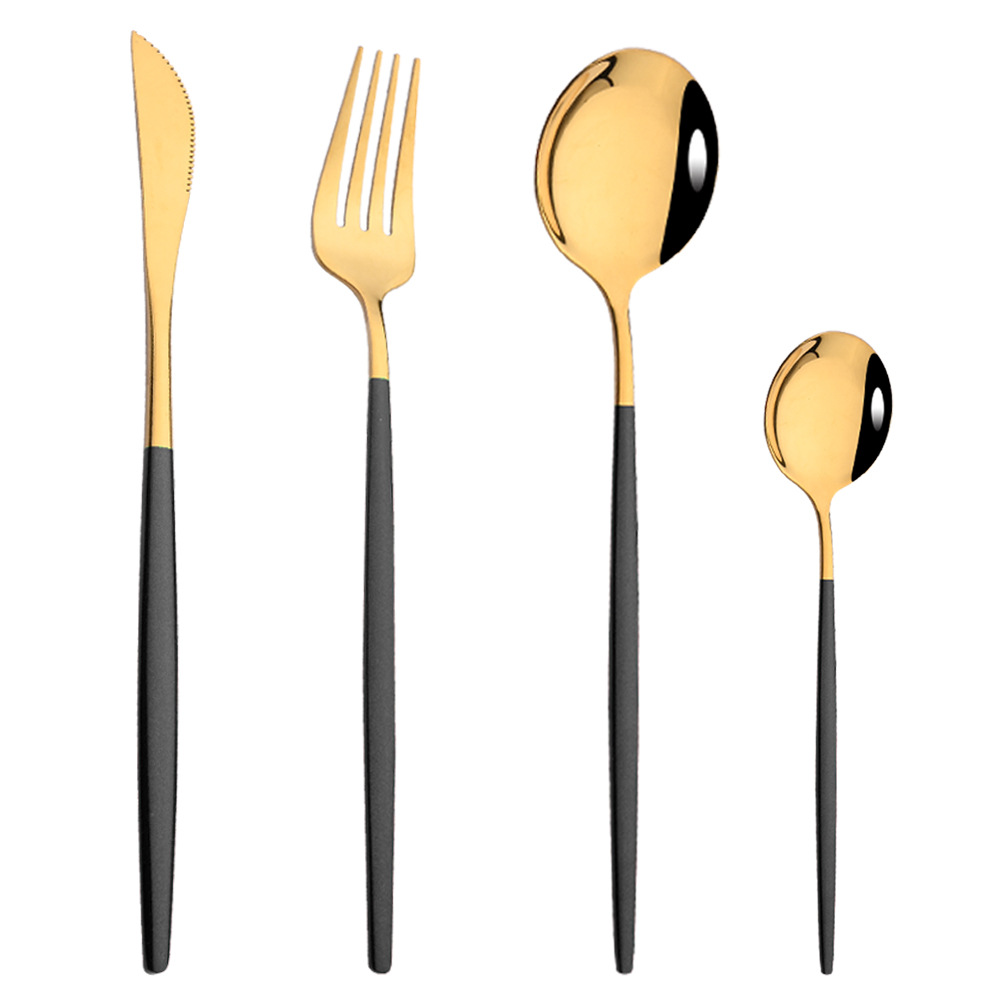Vajilla de acero inoxidable portugués cuchillo de carne y tenedor portátil ins Hotel Occidental de oro occidental comida cuchillo y tenedor combinación
