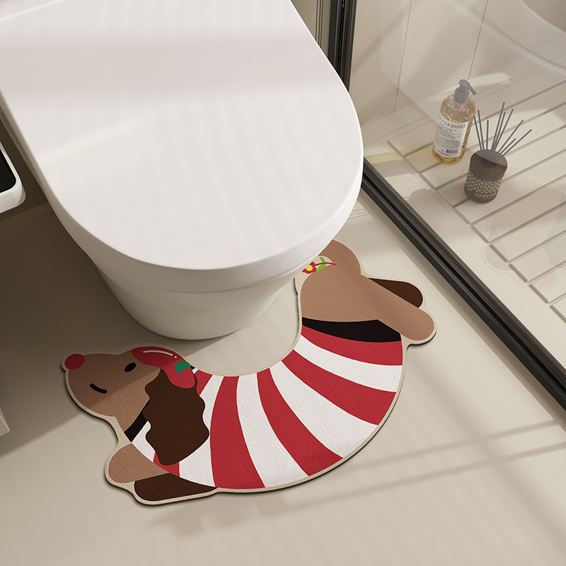 Cross-Border Temu Hot-Selling Bathroom Toilet Toilet U-Shaped Diatom Mud Non-Slip Floor Mat Dachshund Water-Absorbent Quick-Drying Floor Mat
