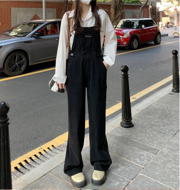 2022 Autumn new pattern Large mm Fashionable Sense of design work clothes Jumpsuits Paige Easy straps cowboy trousers