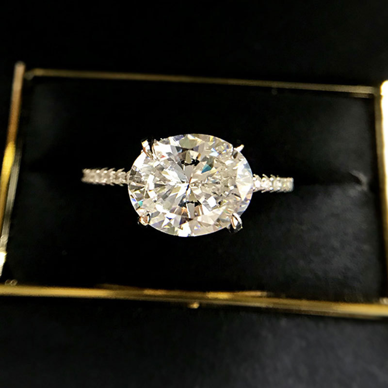Bague de fiançailles femme avec zirconium ovale alliance argent_voghion.com