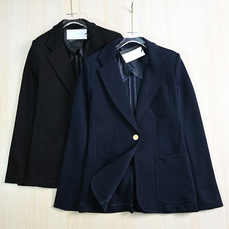 Siqi Women's Clothing 252/24 American Single Pocket Embroidery One Button Single Layer Shoulder Pad Stretch Slim Suit