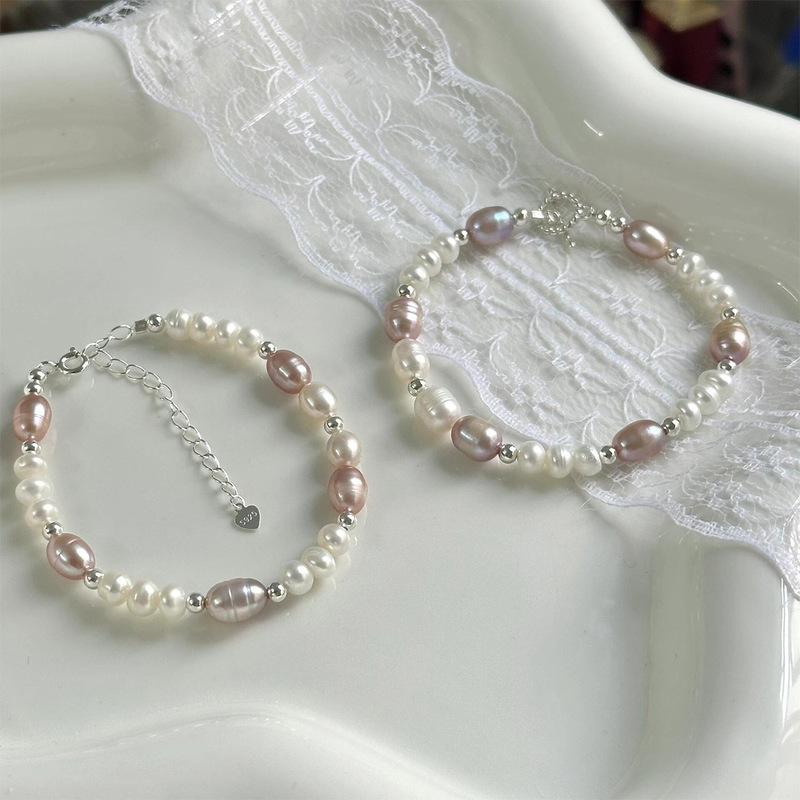 Natural Baroque Freshwater Pearl Bracelet Women's Sterling Silver Original Light Luxury Niche High-end Bracelet 520 Gift