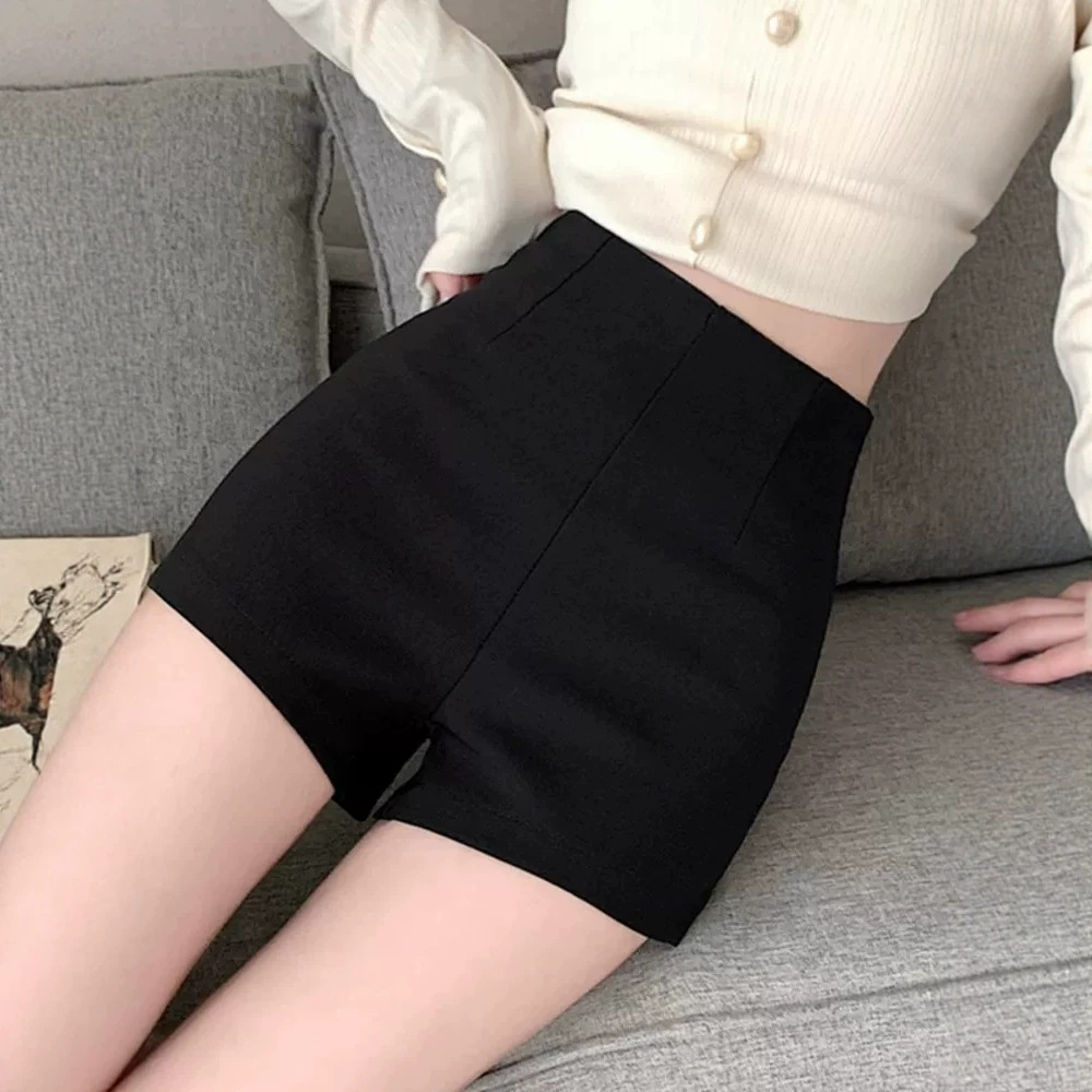 休闲辣妹黑色短裤女2026新款秋冬高腰加绒小个子A字紧身打底靴裤