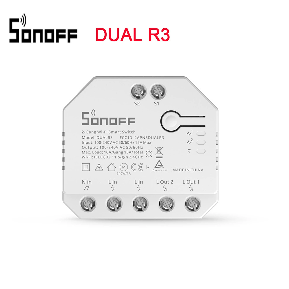 Sonoff songnuo DUALR3 easy Micro-Connection Wi-Fi Smart Switch двойной открытый двойной контроль затвор измеритель мощности пульт дистанционного управления