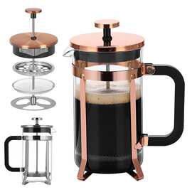 跨境高硼硅玻璃法压壶350ml600ml1000ml家用手冲咖啡冲茶打茶器