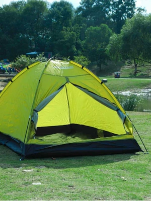 Small Pole Tent with Fiberglass and Aluminum Poles, Suitable for Home Use, 3-4 Person Cone-Shaped Camping Tent, Rainproof and Sunshade