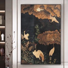 現代復古風客間玄関装飾画ソファー新中国式掛け画フランス古風ツル壁画