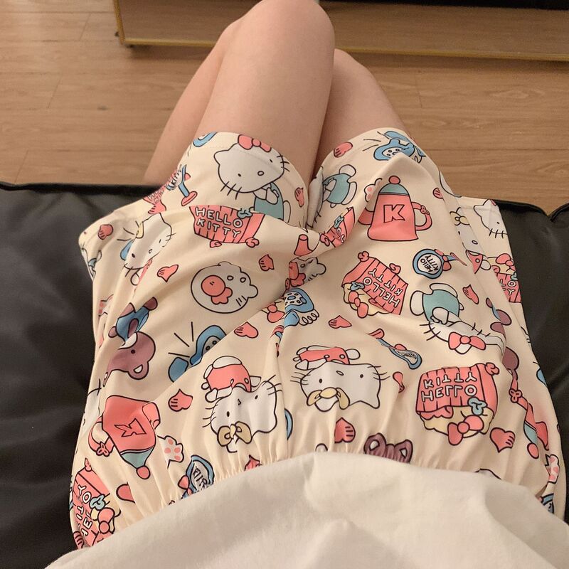 Summer Cartoon Home Pants Women's Casual Loose Shorts Summer Outwear New Style Kitty Pajama Pants