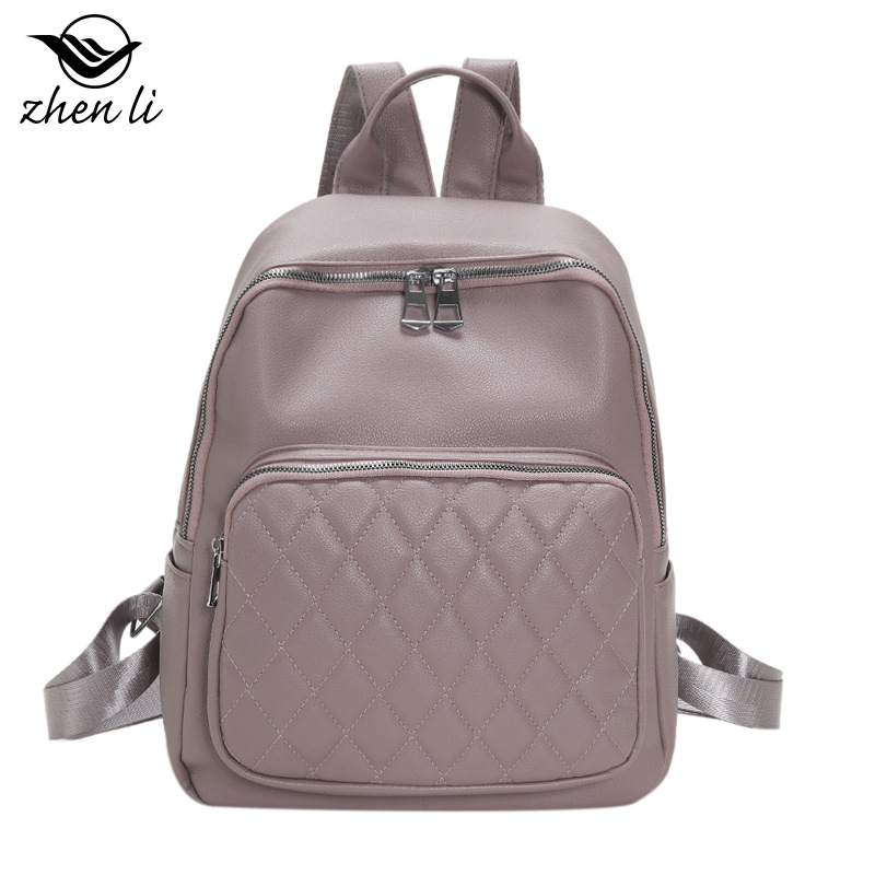 Women's Travel Backpack Pu Leather Embroidered Thread Leisure Bag_voghion.com