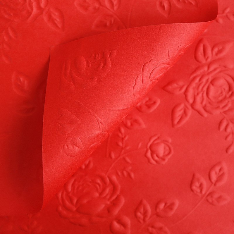 Papel estampado flor de rosa abierto papel estampado tridimensional cóncavo-convexo flores de papel de arte chino material de embalaje de flores papel de embalaje de plástico chino