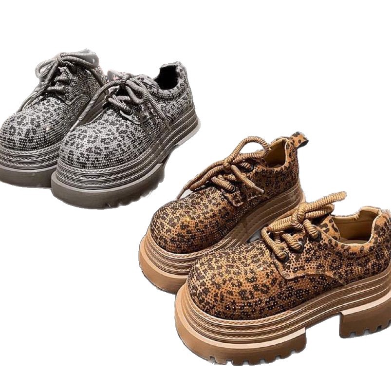 Los productos europeos de diamante de diamante de leopardo retrógrado muffin pequeño zapato de correa JK zapatos de cuero zapatos de mujer 2025