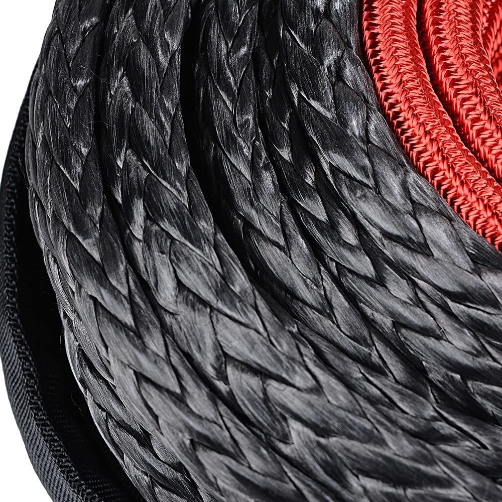 Winch Rope 3/8Inch9.5Mm Synthetic Winch Rope Winch Rope with Sheath Off-Road Vehicle Modification