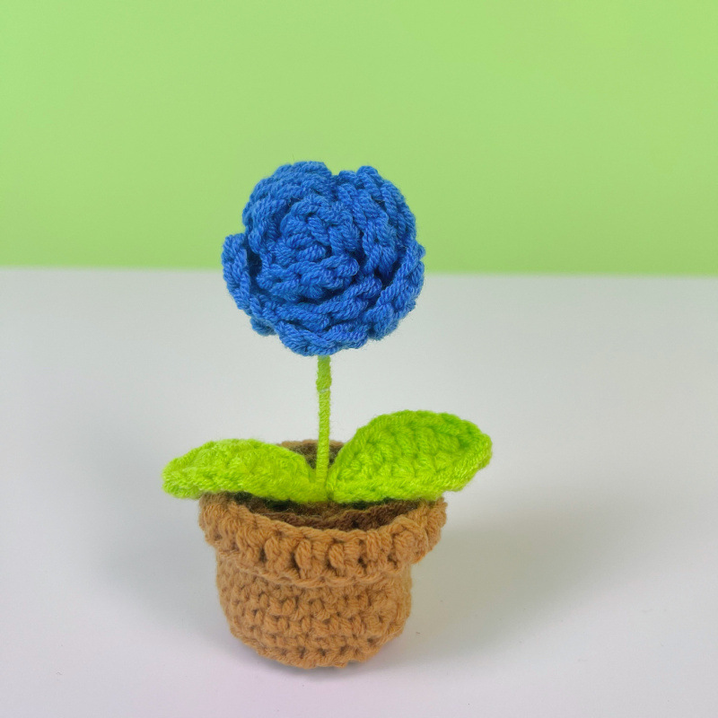 Lama tejida transfronteriza terminada, amor, planta en maceta, decoración de escritorio de estudio de flores artificiales, día de San Valentín, Navidad