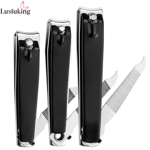 Cross-border black and silver contrast nail clippers anti-splash large manicure nail scissors set
