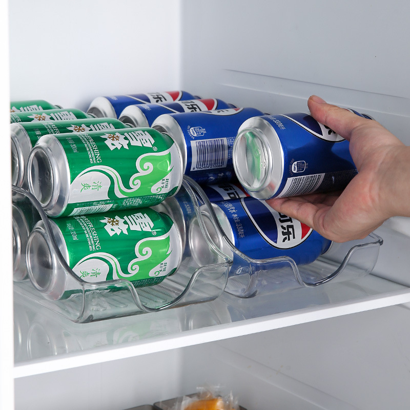 Refrigerador de grado alimenticio caja de almacenamiento de bebidas lata de frutas almacenamiento de almacenamiento rack transparente inclinado caja de acabado