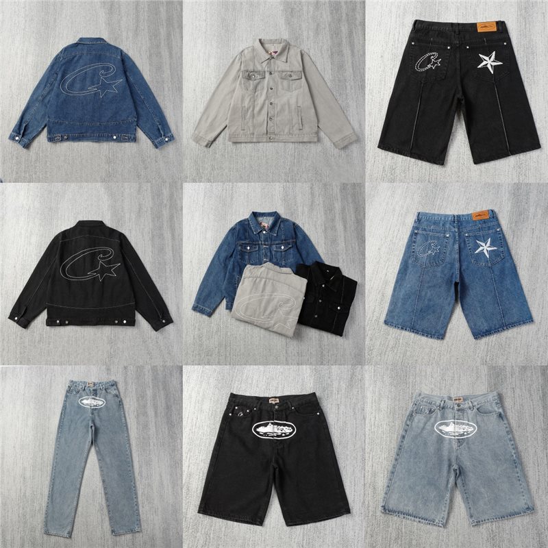 Cross-Border Island Denim Suit High Street Western Denim Jacket Loose Straight Jeans Men and Women Trendy Brand