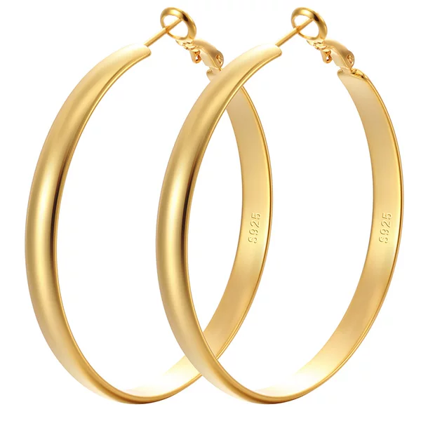 European and American classic fashion wide gold ring earrings large circle ring earrings ladies elegant temperament earrings new