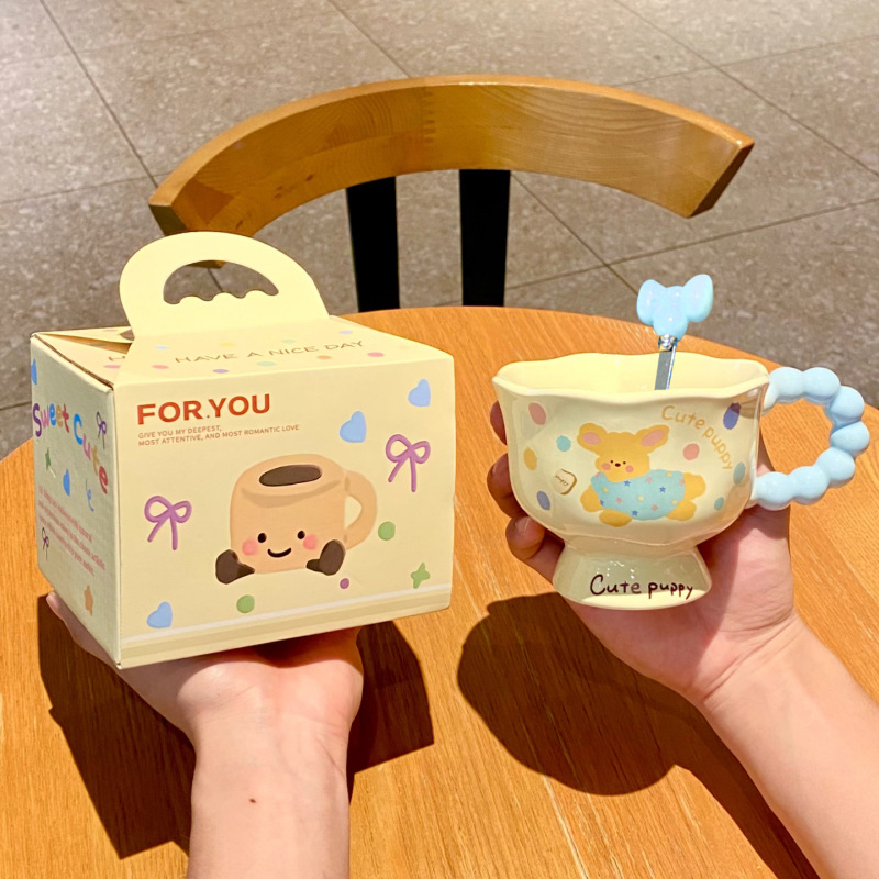 見栄えの良い誕生日プレゼントセラミックカップかわいいマグカップ飲料水クリエイティブホームコーヒーカップ親友カップギフトボックス|undefined