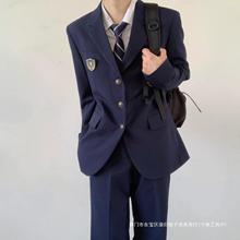 dk日系制服西装外套男士冬季中长款休闲西服女学生西裤套装