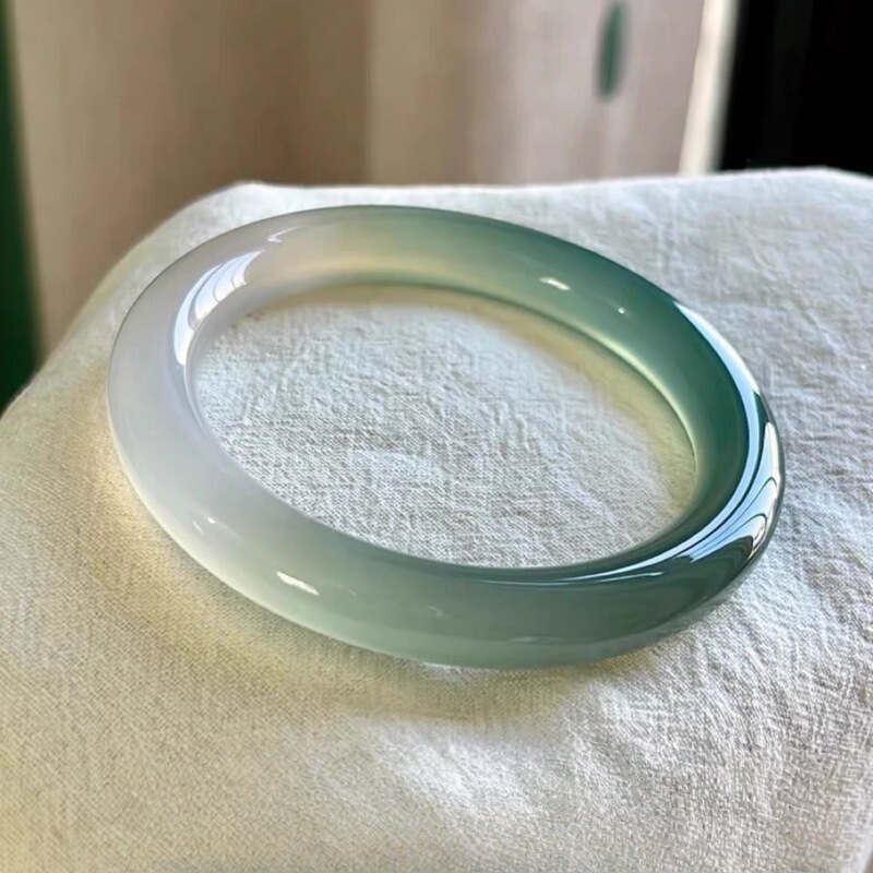 Jade Bracelet Semi-Mountain and Water Agate Bracelet for Women, Semi-Mountain and Water Ice-Transparent Jade Bracelet, Ice Chalcedony Jade Color, Gift for Girlfriend