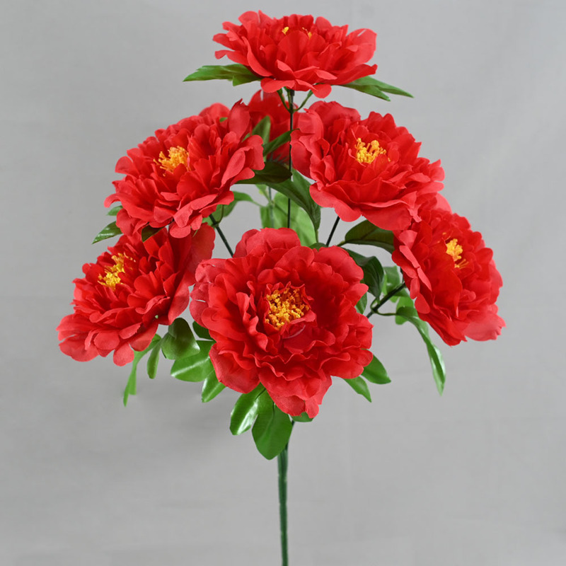 Artificial peony flower big handmade silk cloth flower living room decoration decoration floor red silk flower wall Chinese plastic