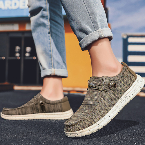 Dude's same cross-border best-selling men's loafers fly-woven casual shoes men's lazy slip-on sailing shoes