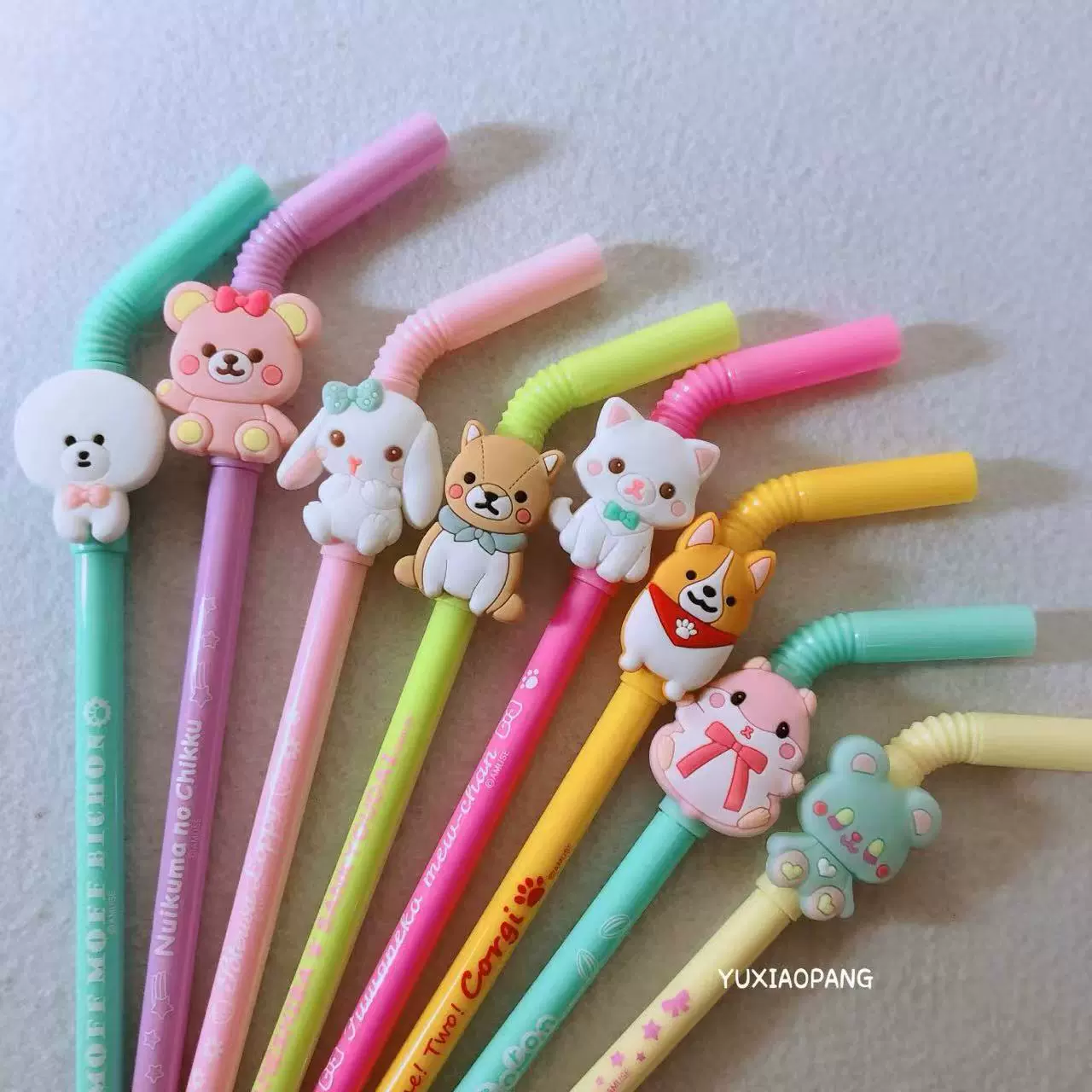 厂家定做插套弯曲造型笔创意写字笔 外贸防吸管造型中性笔LOGO