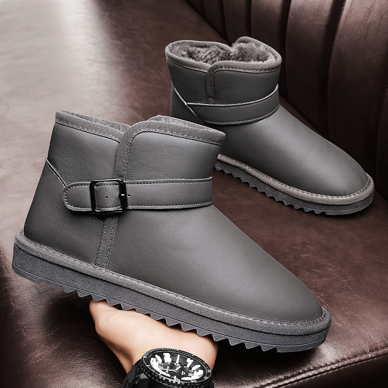 Erkekler için kar botları, 46, peluş ve kalın deri kışlık, lage wam pamuklu ayakkabılar, 45 numara, siyah boncuklu botlar,_voghion.com
