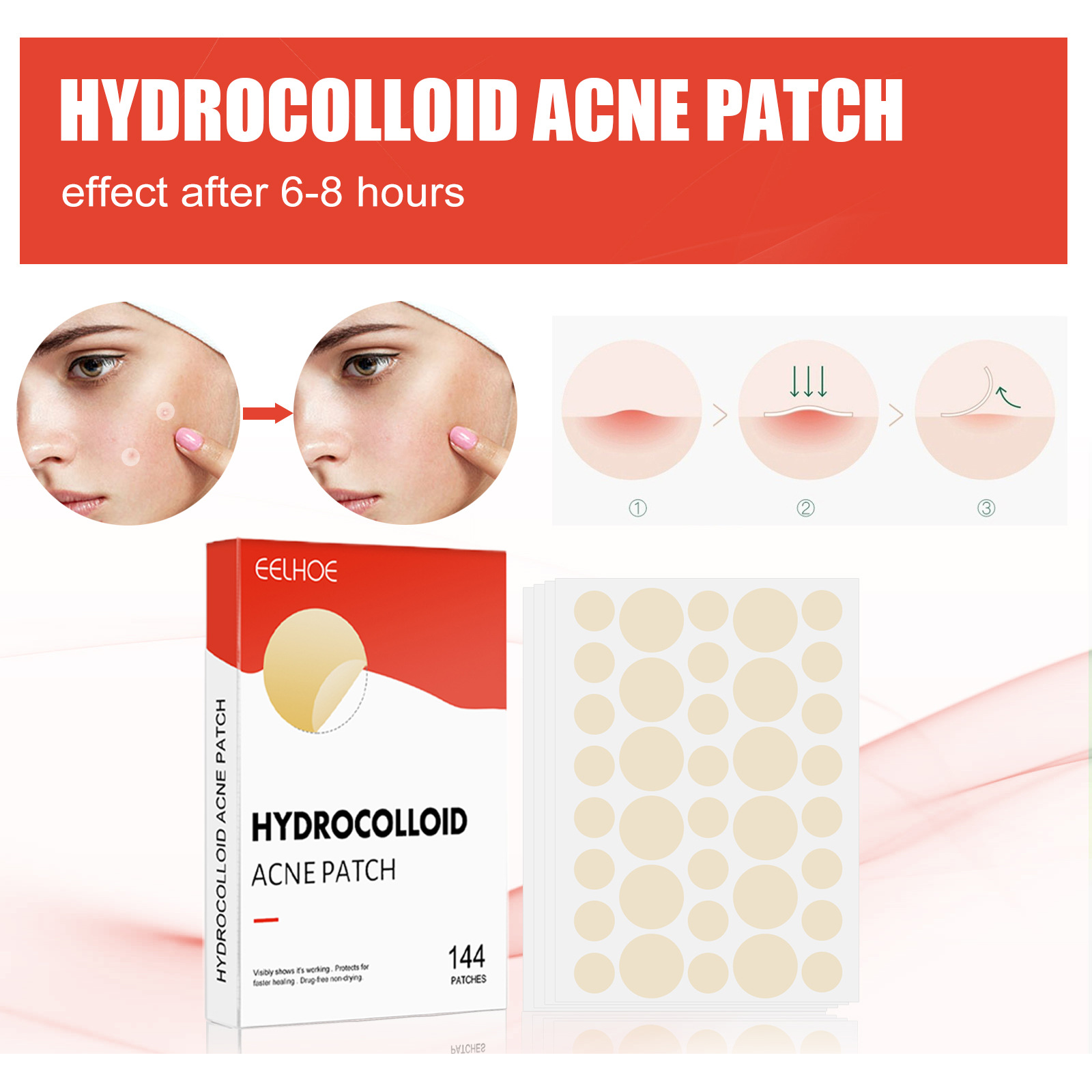 EELHOE Colloidal Patch Ansiktsbehandling Osynlig Makeup Stängd Munrengöring Vattentät och andningsbar aknehud_voghion.com