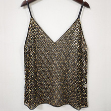 夏季亮片钉珠吊带内搭性感显瘦短款V领背心女洋气优雅跨境亚马逊