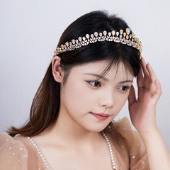 韓国の日常外出帽子写真撮影アクセサリーインインターネット有名人のヘアクラウンライト高級ジルコンヘッドバンドフルダイヤモンド