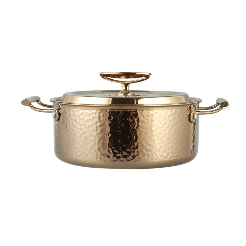Hammered Three-Layer Stainless Steel Multipurpose Pot (Korean Style), 16–34 cm, Single-Handle & Frying Options