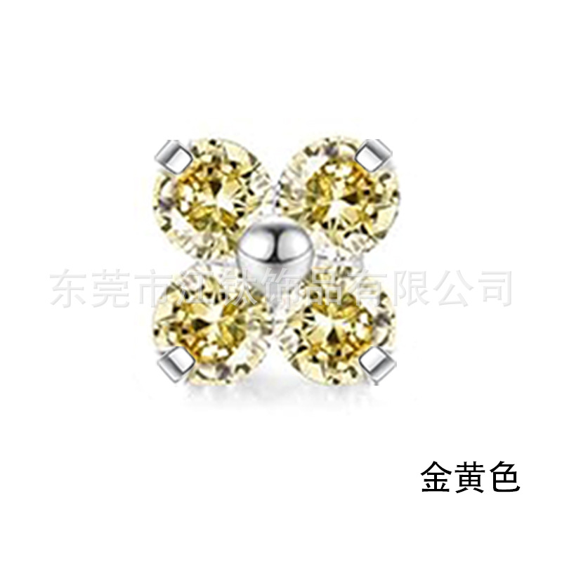 F136 Titanium Ear Studs Clover Petals Inlaid 5A Zircon Lip Nails G23 Titanium Alloy Body Piercing Jewelry Ear Bone Nails detail image 14
